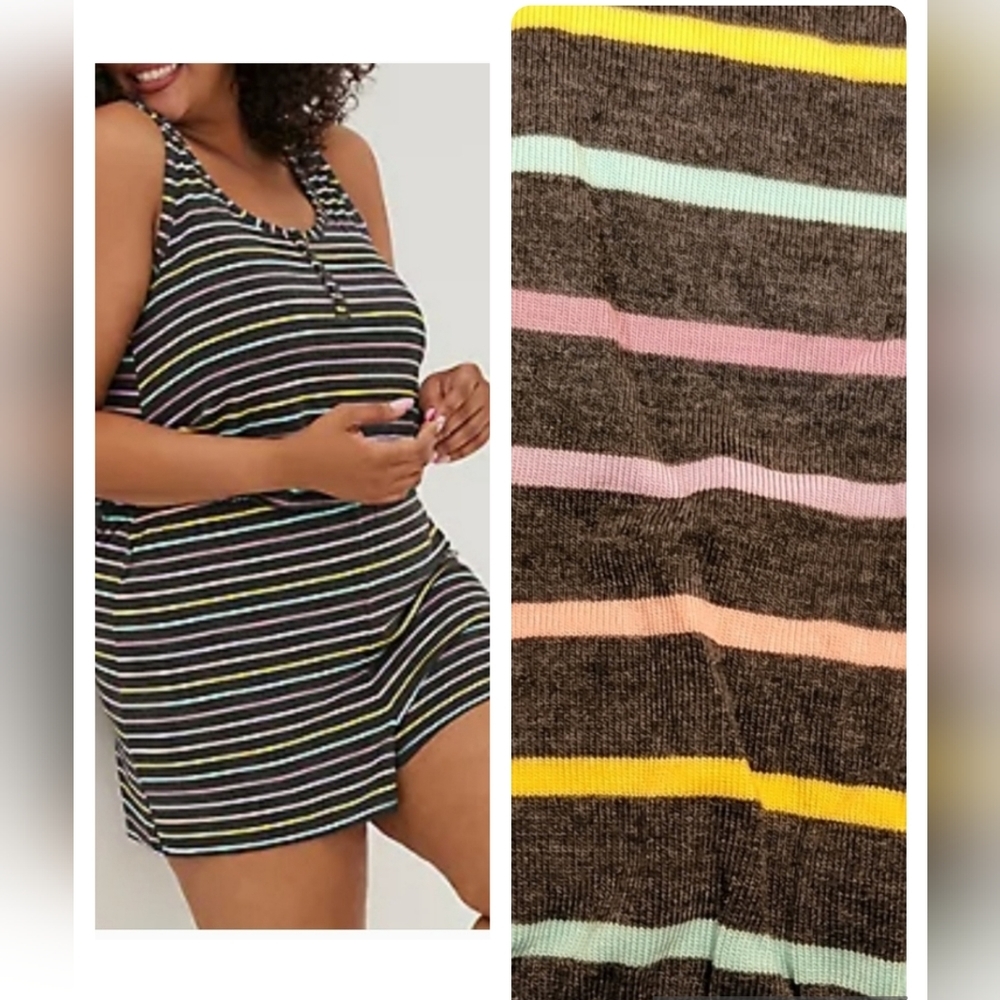 🆕️🌈 DARK GRAY RAINBOW STRIPE HENLEY SLEEP ROMPER🌈
